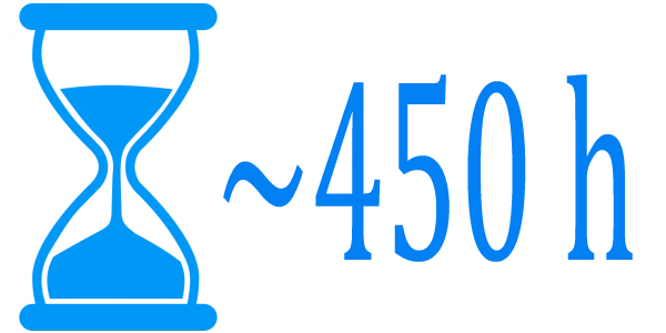 Sanduhr-Symbol: Lebensdauer ca. 450 Stunden